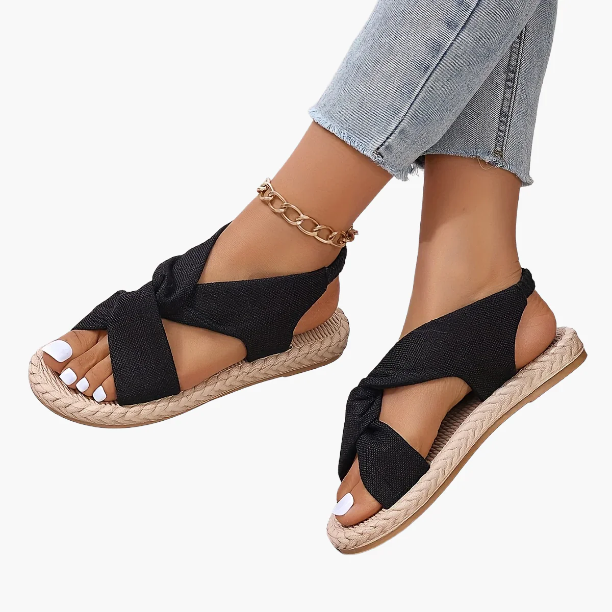 Sandales d'été mode pour femme à bout ouvert et brides croisées - Image 8
