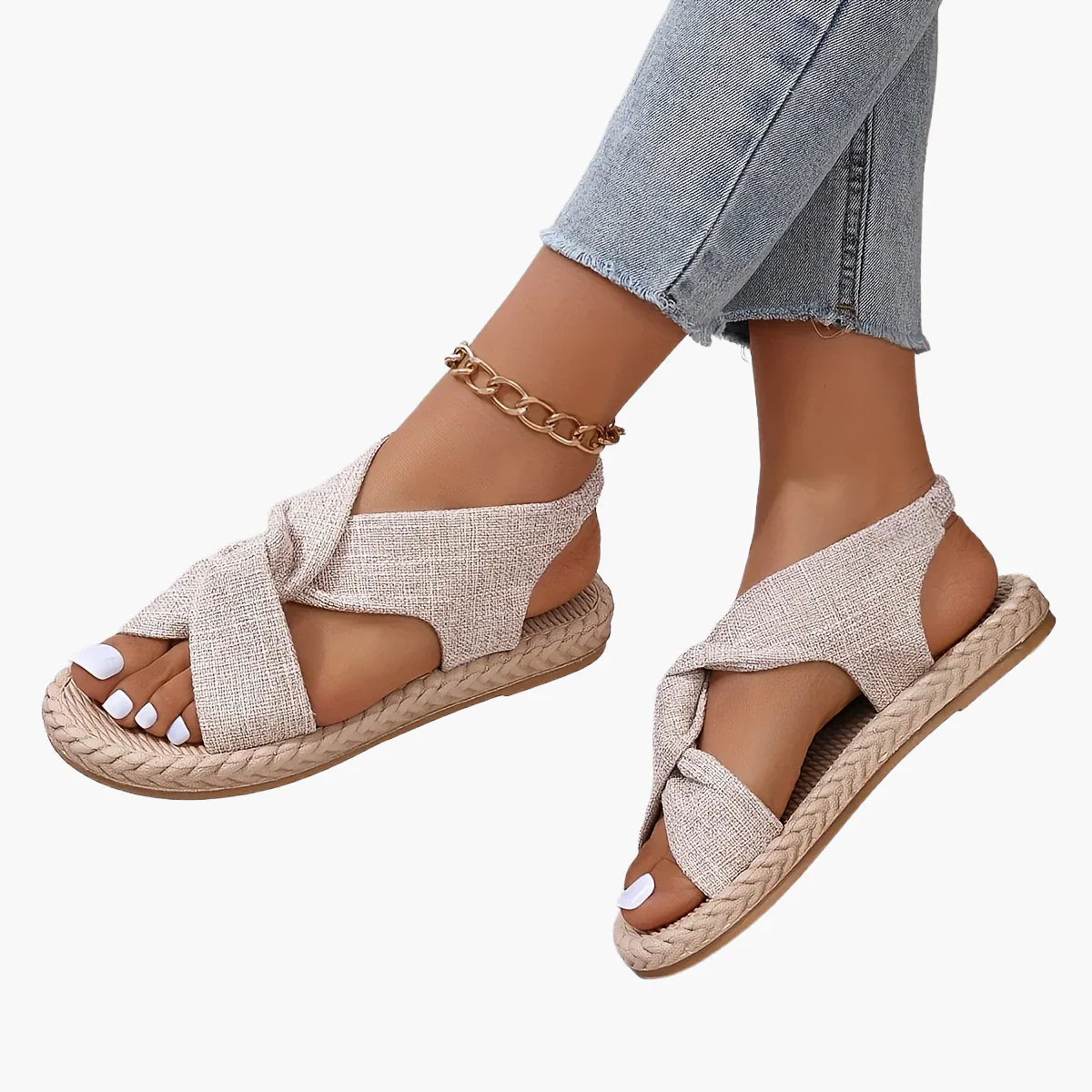 Sandales d'été mode pour femme à bout ouvert et brides croisées - Image 9