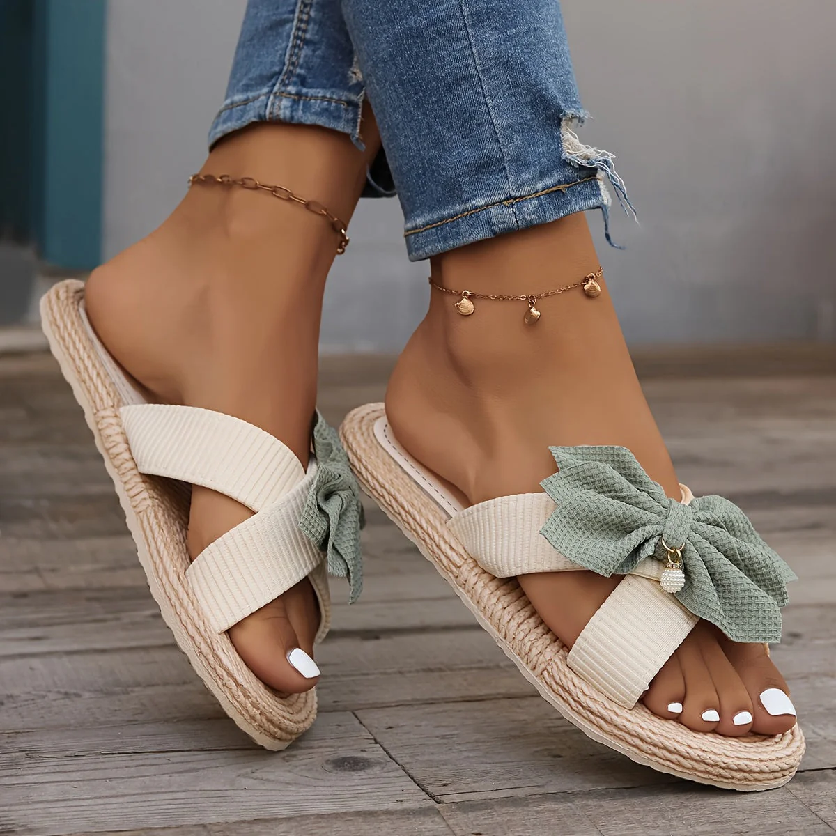 Sandales d’été à nœud papillon pour femme, style décontracté et chic - Image 4