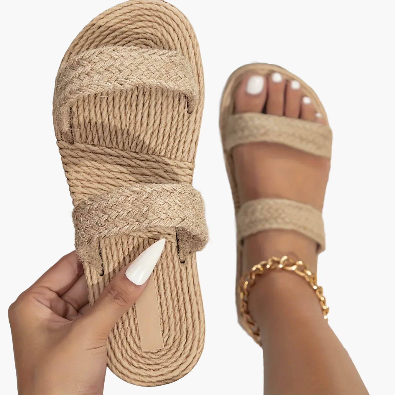 Sandales d'été plates minimalistes pour femme, style décontracté et chic - Image 8