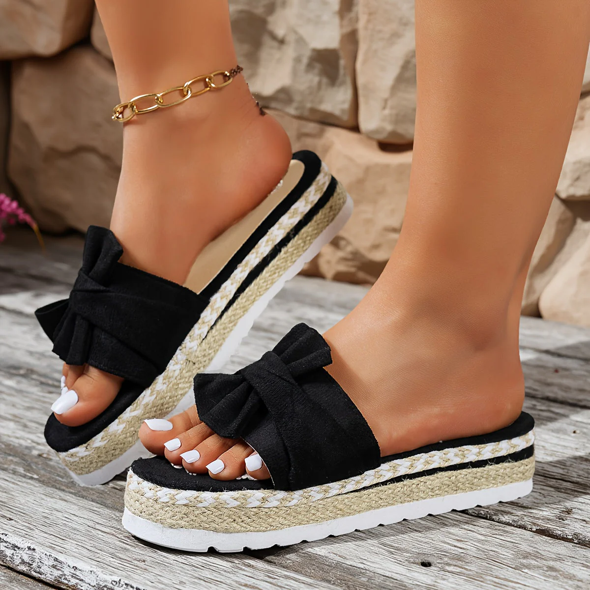 Sandales à plateforme nœud style espadrille femme confort été décontracté - Image 10