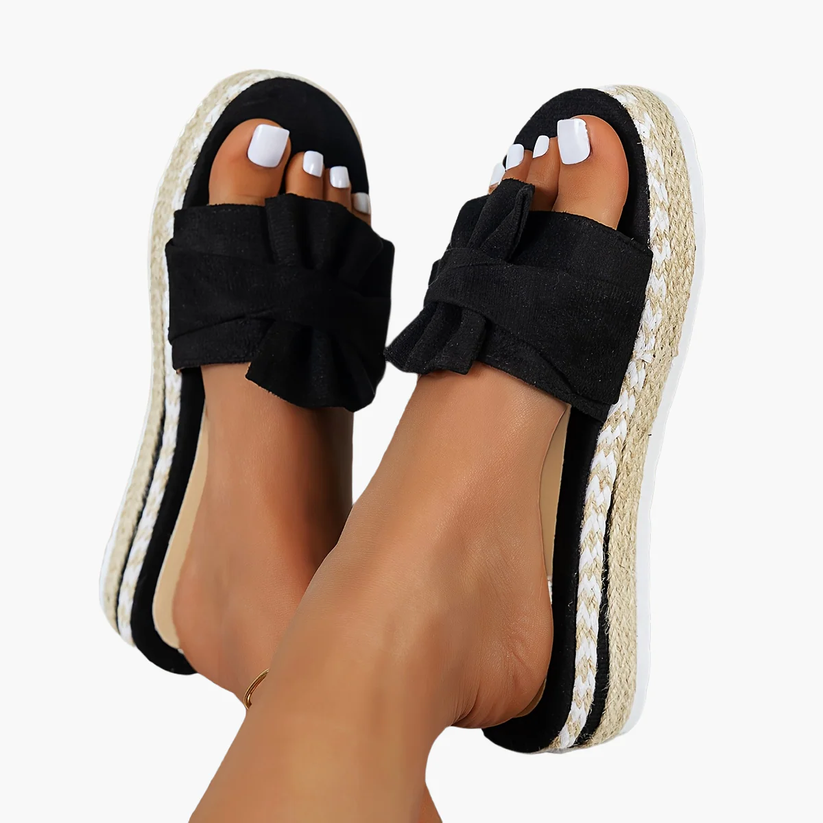 Sandales à plateforme nœud style espadrille femme confort été décontracté - Image 13