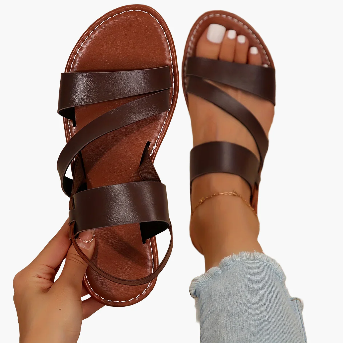 Sandales plates pour femme style décontracté à brides croisées idéales pour l'été - Image 18