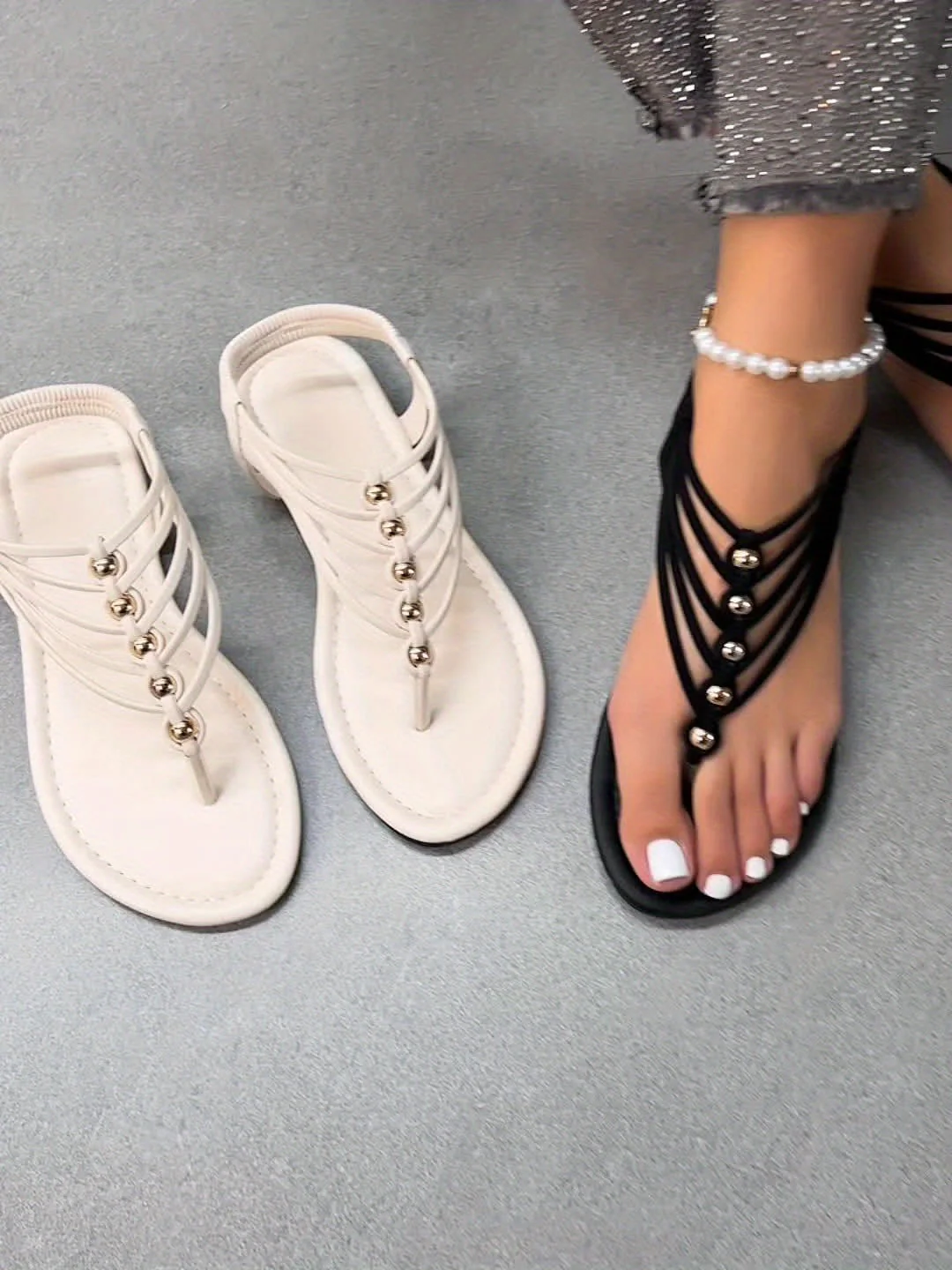 Sandales plates à perles pour femme style vacances - élégantes et confortables pour l'été - Image 9