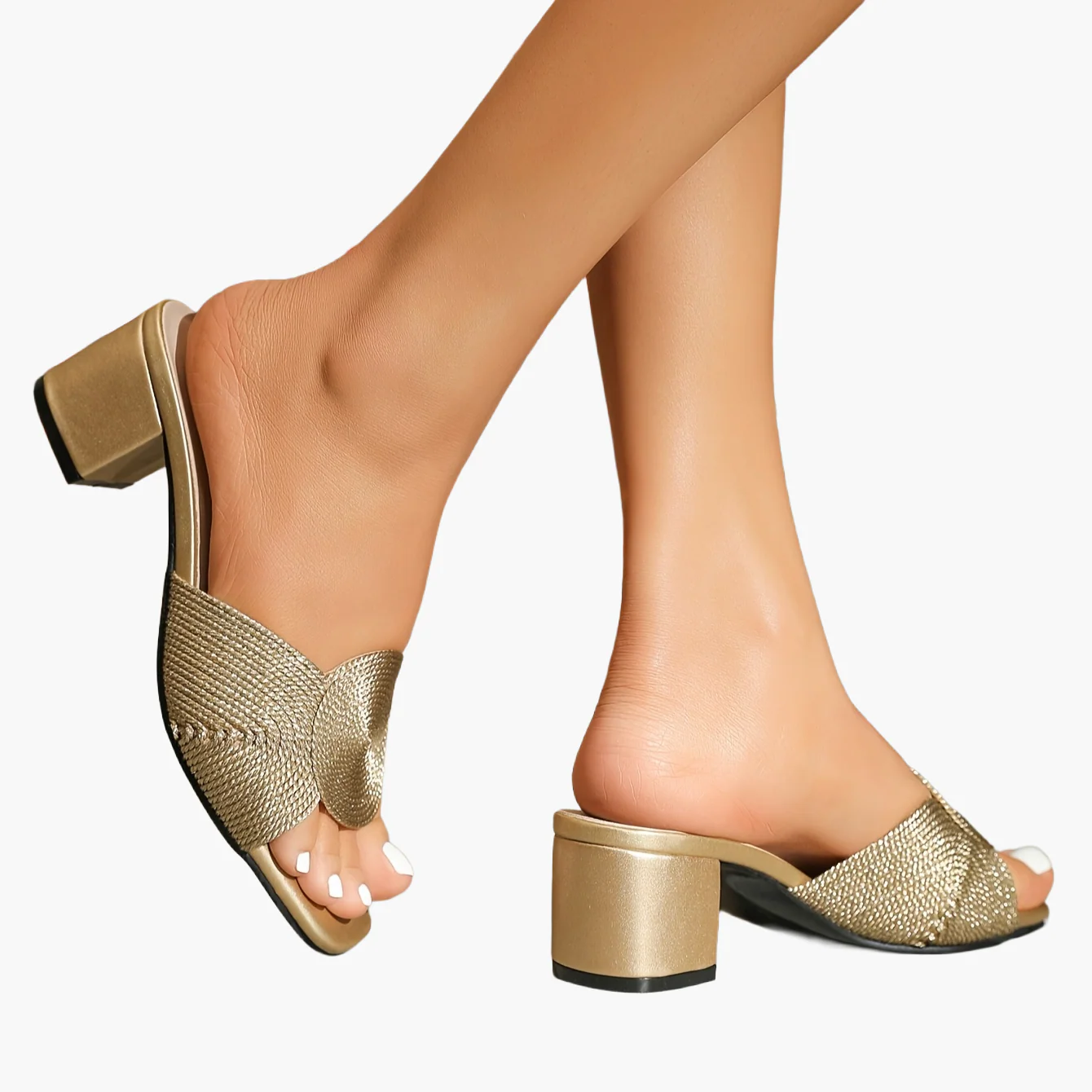 Sandales à talon bloc style élégant pour femme - Mules ouvertes bout carré, usage estival et habillé - Image 7