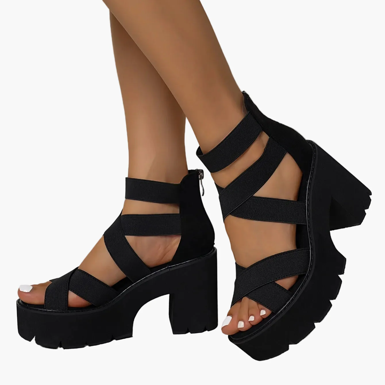 Sandales à talon plateforme pour femme, style tendance, idéales pour toutes occasions - Image 7