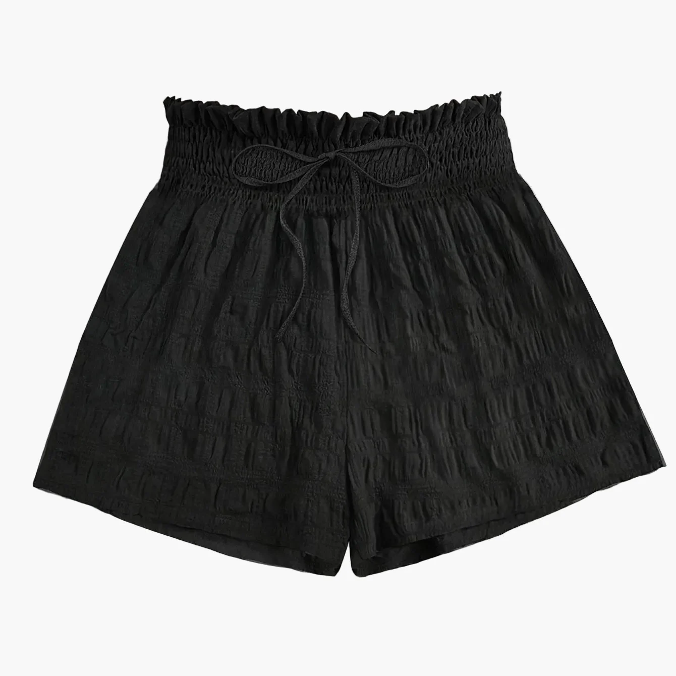 Short ample taille haute à smocks pour femme, style décontracté été - Image 11