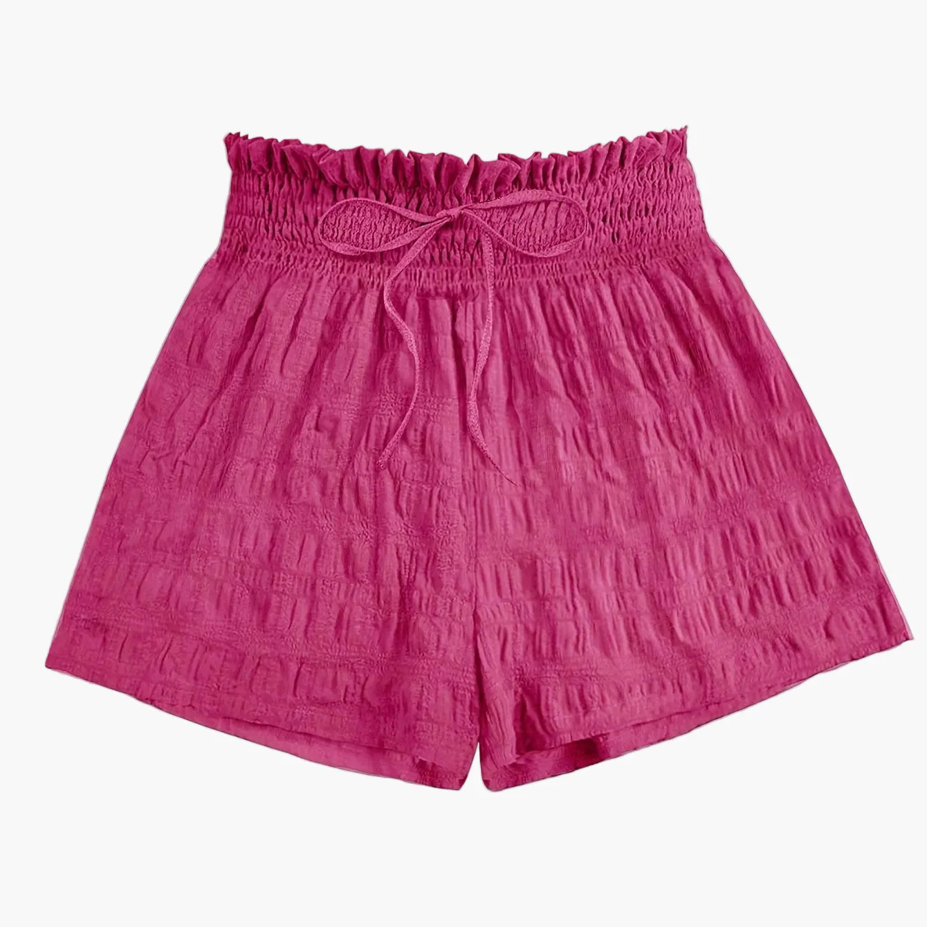 Short ample taille haute à smocks pour femme, style décontracté été - Image 12