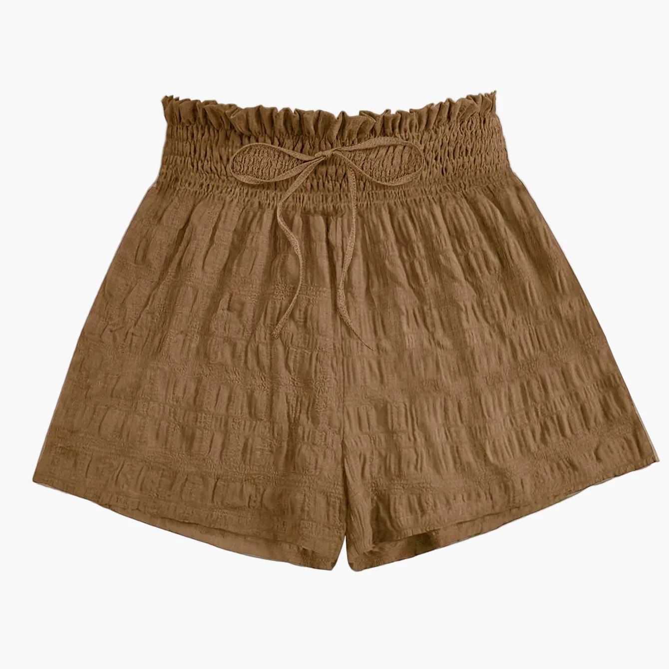 Short ample taille haute à smocks pour femme, style décontracté été - Image 13