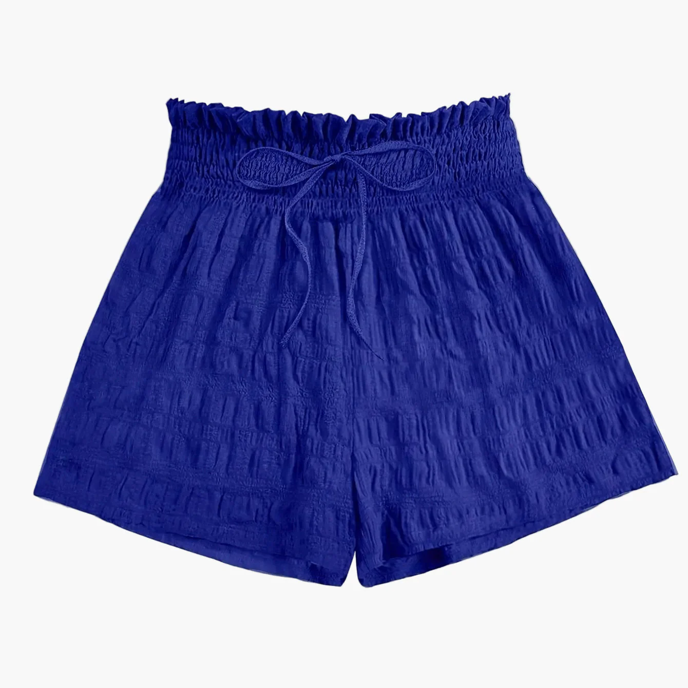 Short ample taille haute à smocks pour femme, style décontracté été - Image 14