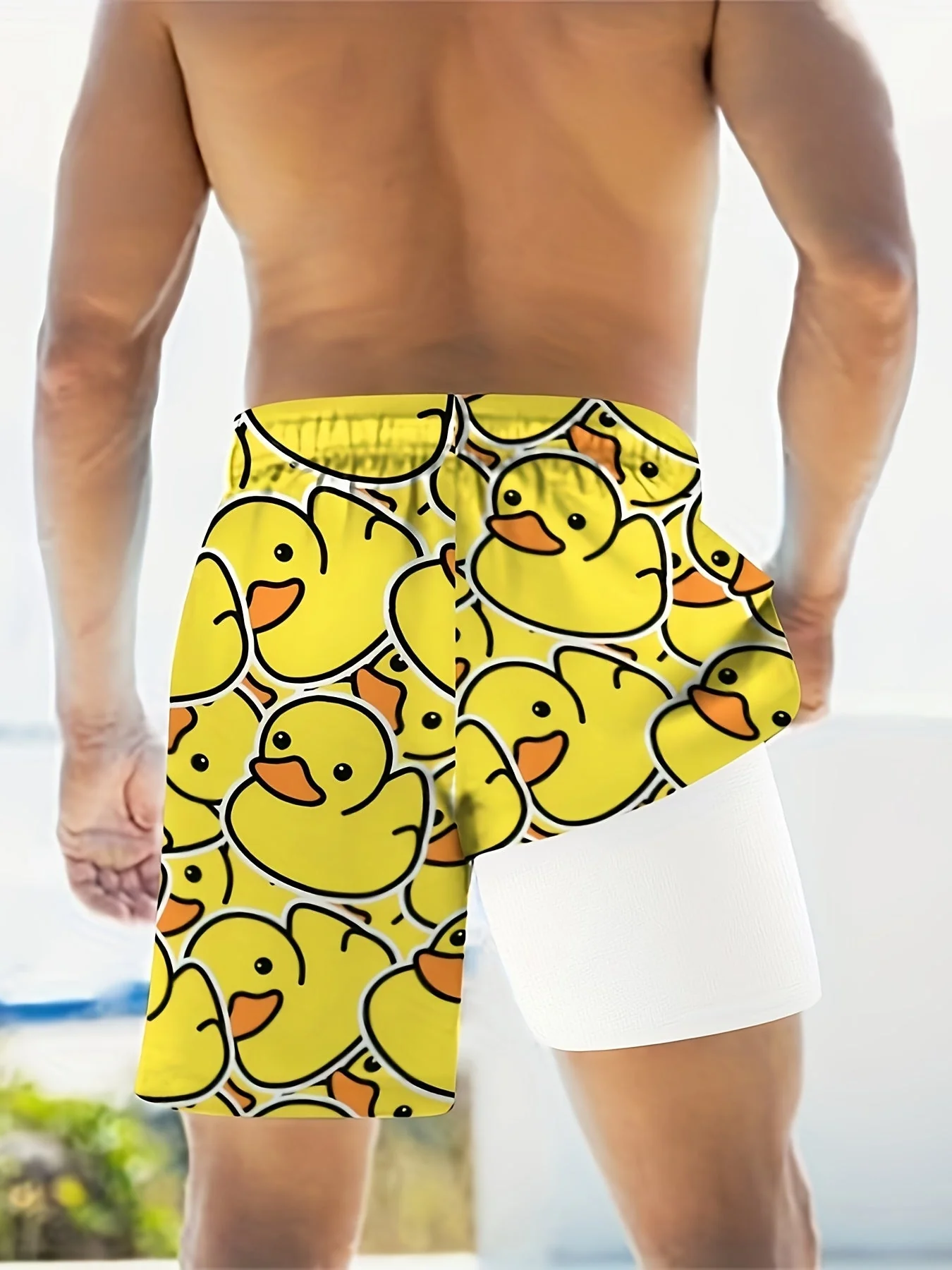 Short de bain homme motif canard jaune style amusant pour piscine et plage - Image 7
