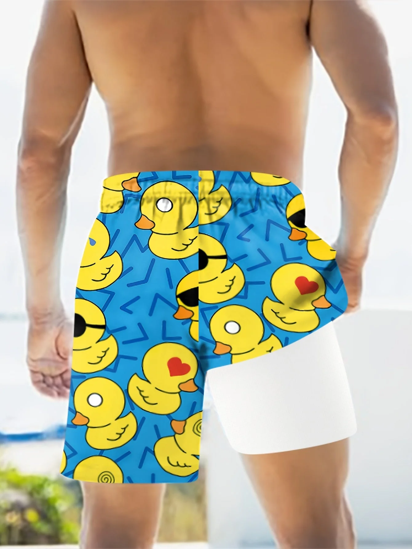 Short de bain homme motif canard jaune style amusant pour piscine et plage - Image 8