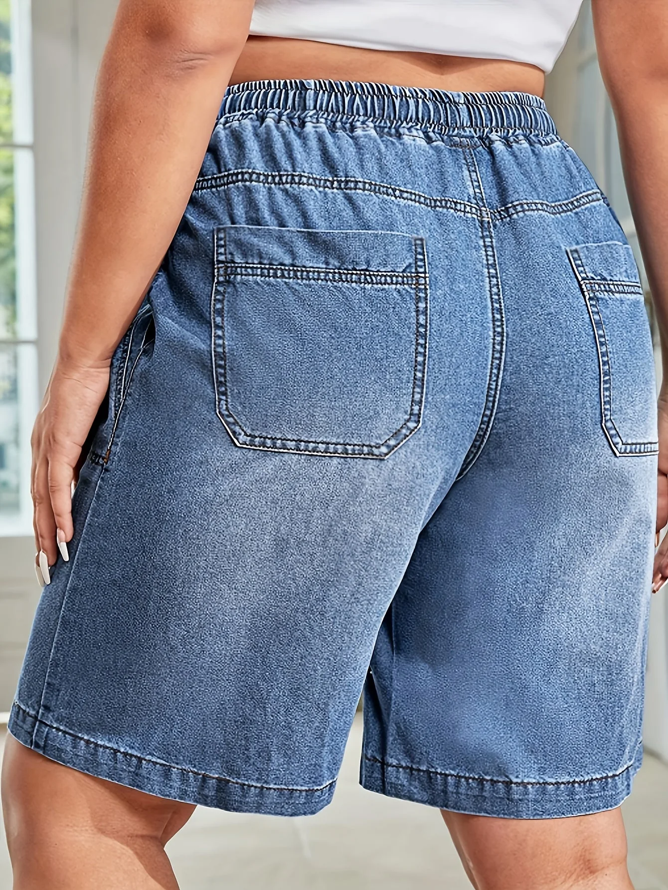 Short bermuda décontracté taille haute à cordon pour femme - Style urbain printemps été - Image 2