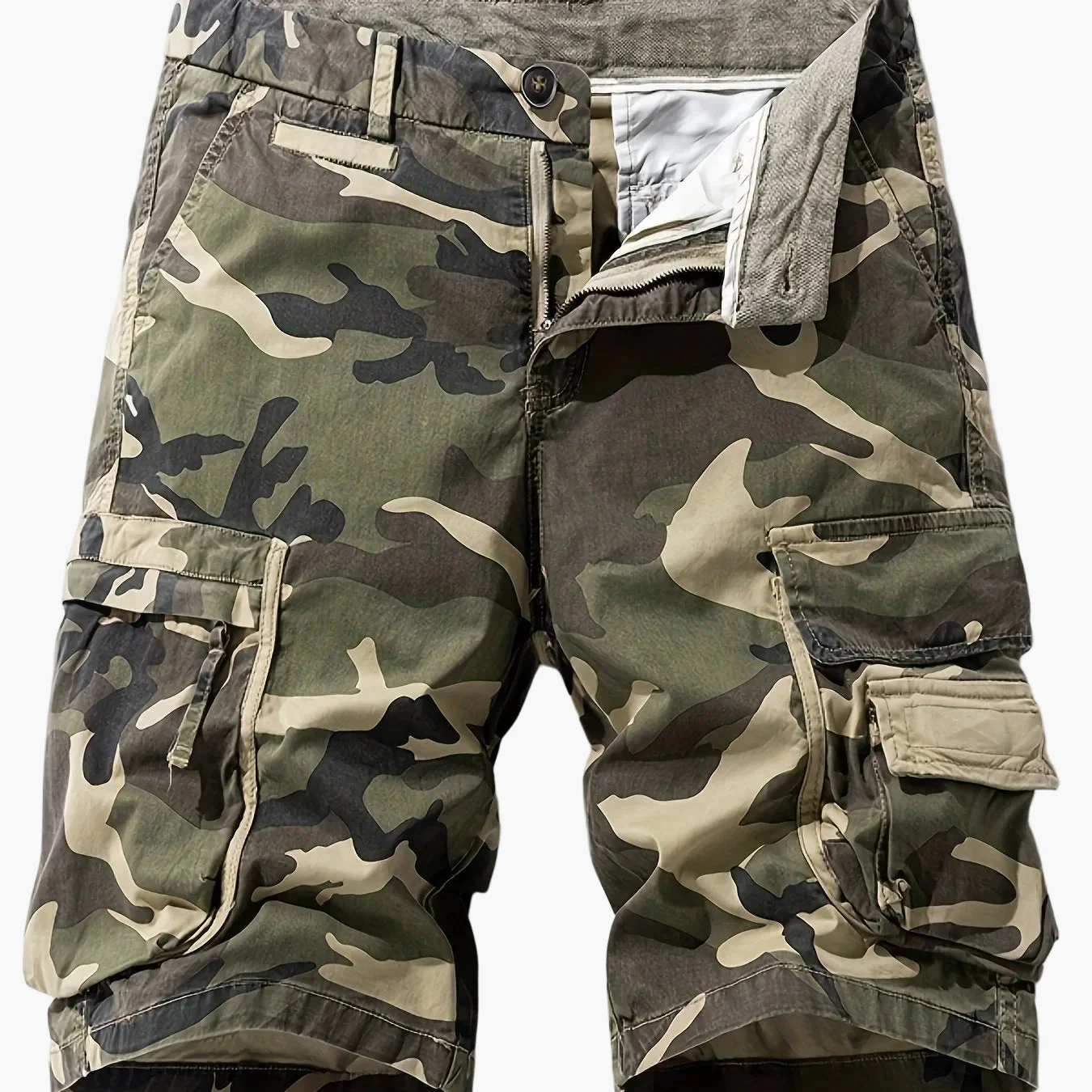 Short cargo camouflage style militaire pour homme – Idéal pour l'extérieur, loisirs et vacances - Image 11