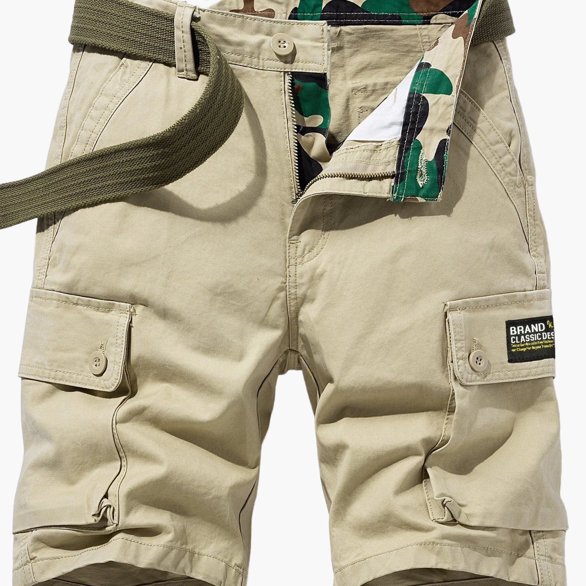 Short cargo décontracté pour homme avec poches multiples et ceinture – Idéal pour l'été et les activités de plein air - Image 11
