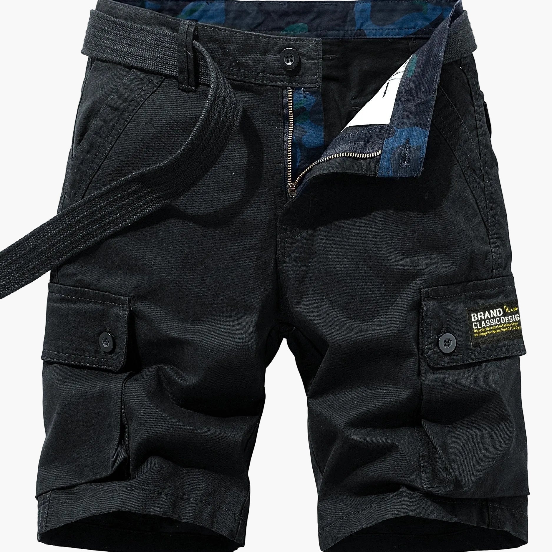 Short cargo décontracté pour homme avec poches multiples et ceinture – Idéal pour l'été et les activités de plein air - Image 12