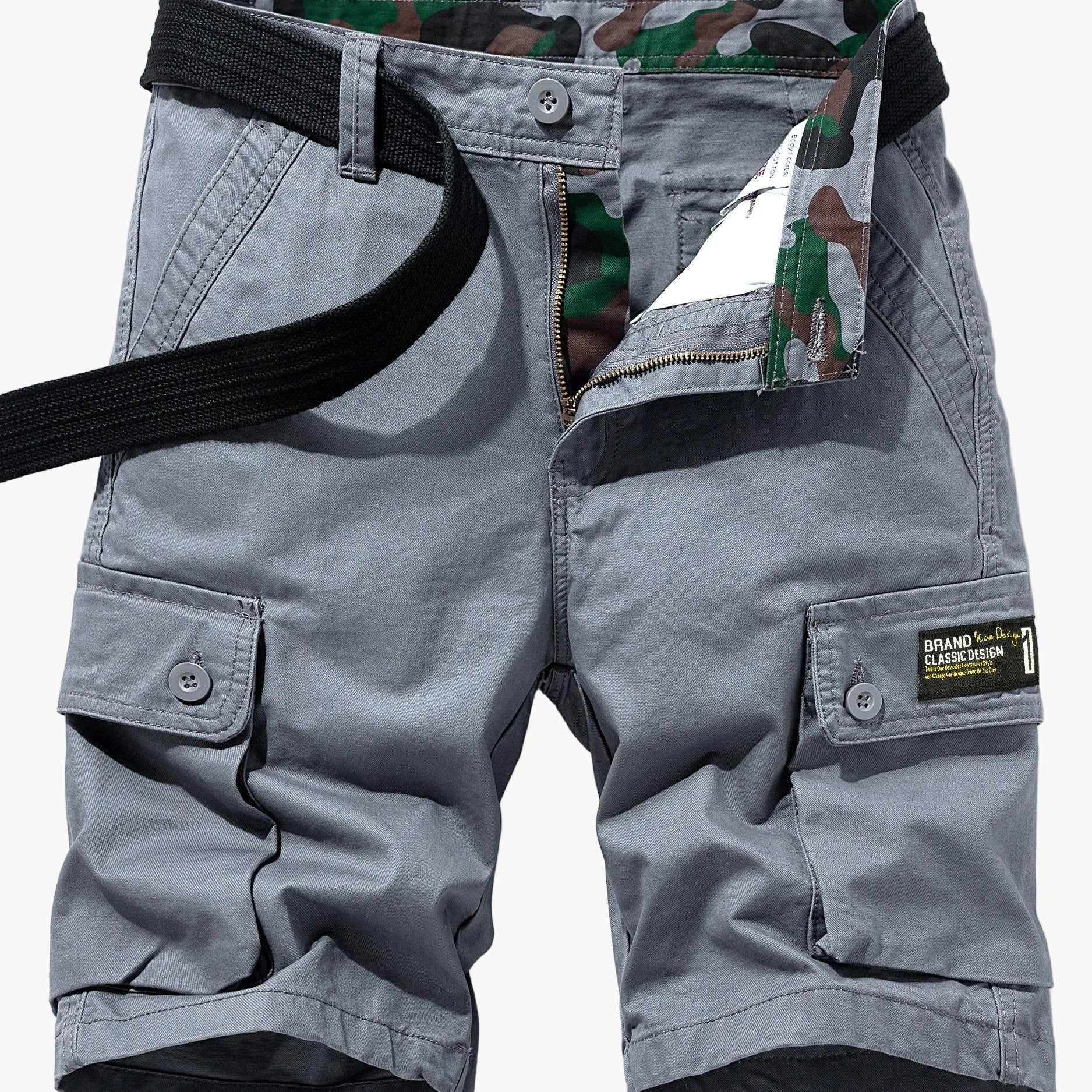 Short cargo décontracté pour homme avec poches multiples et ceinture – Idéal pour l'été et les activités de plein air - Image 13