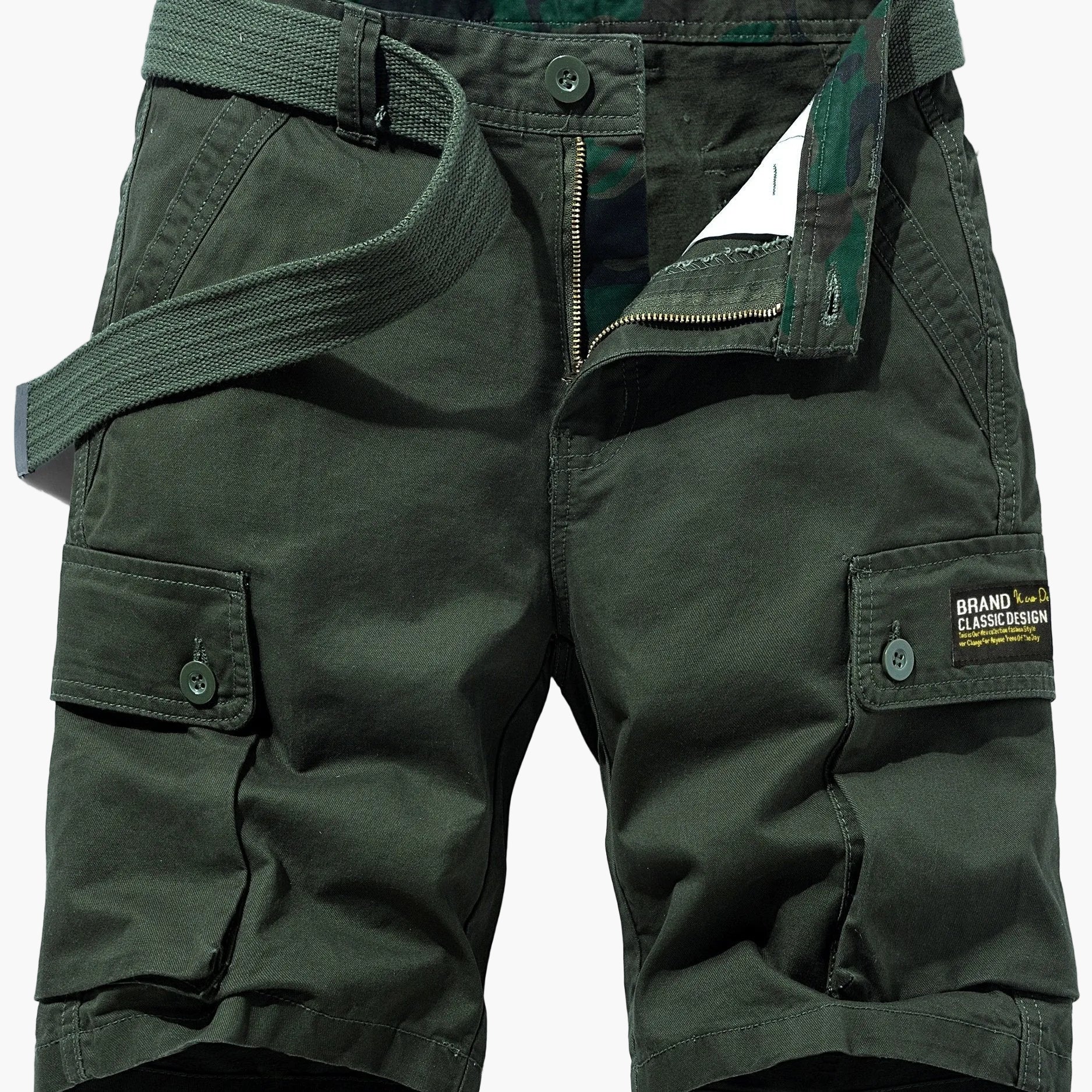 Short cargo décontracté pour homme avec poches multiples et ceinture – Idéal pour l'été et les activités de plein air - Image 14