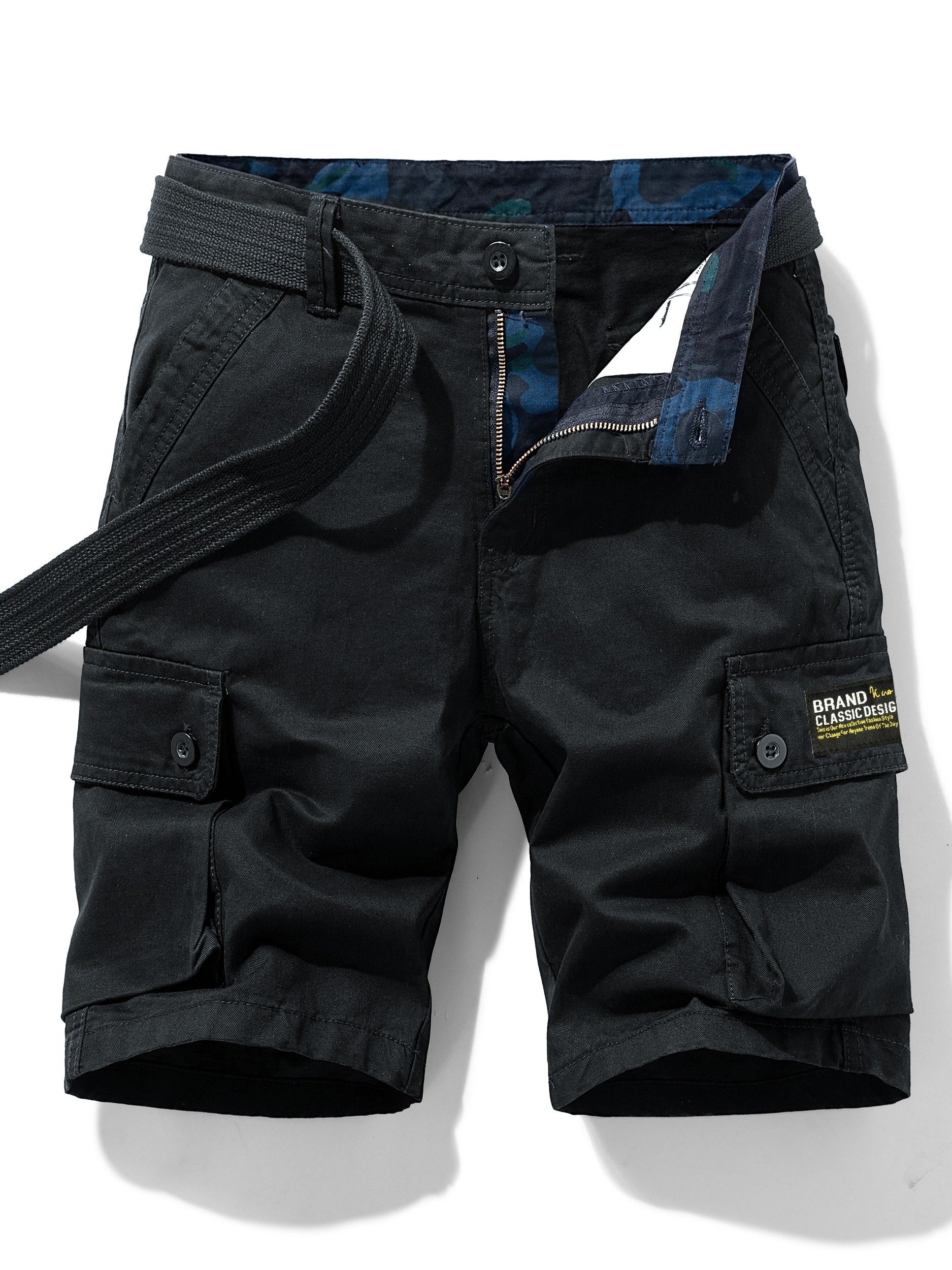 Short cargo décontracté pour homme avec poches multiples et ceinture – Idéal pour l'été et les activités de plein air - Image 2