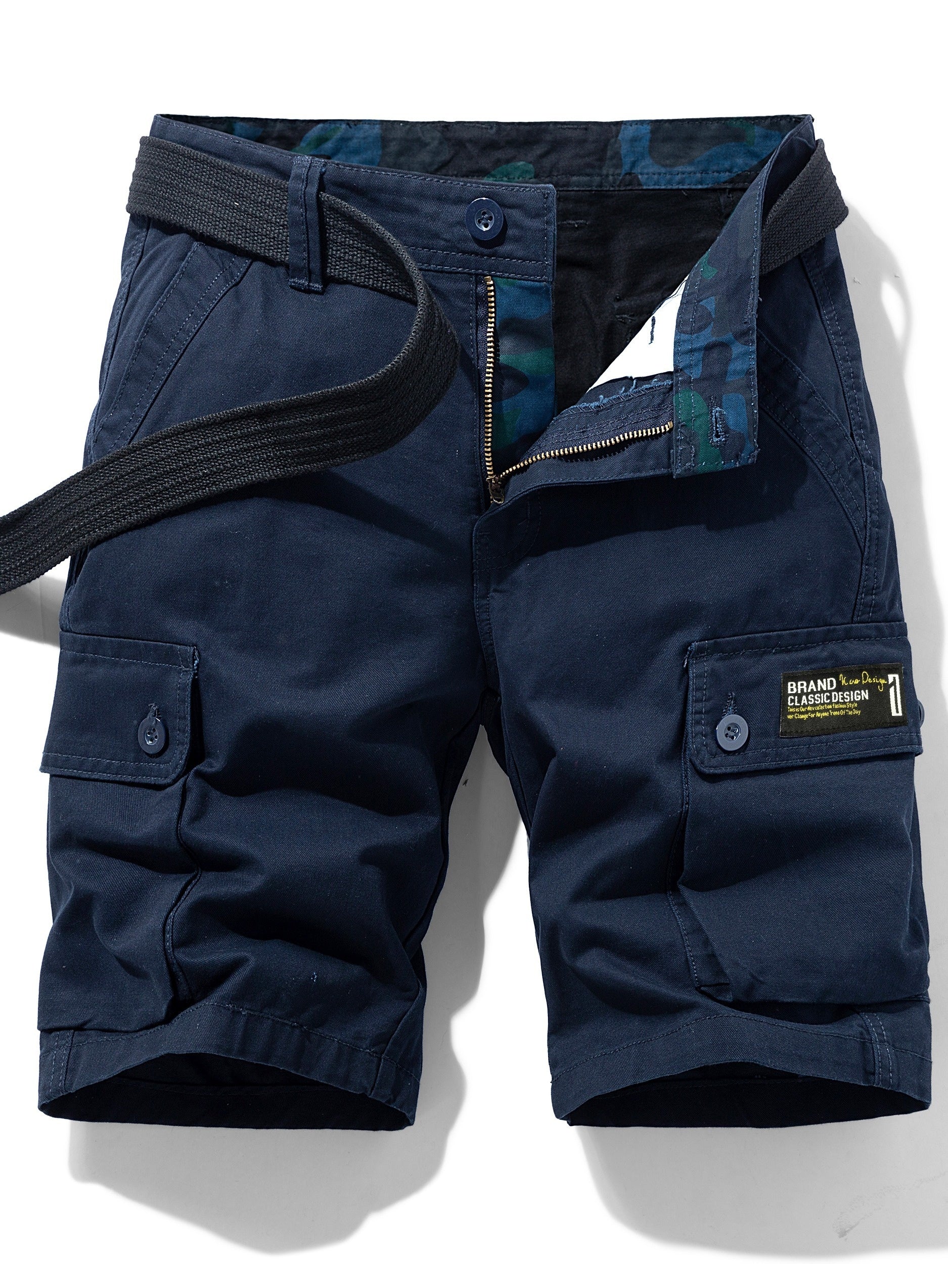Short cargo décontracté pour homme avec poches multiples et ceinture – Idéal pour l'été et les activités de plein air - Image 3