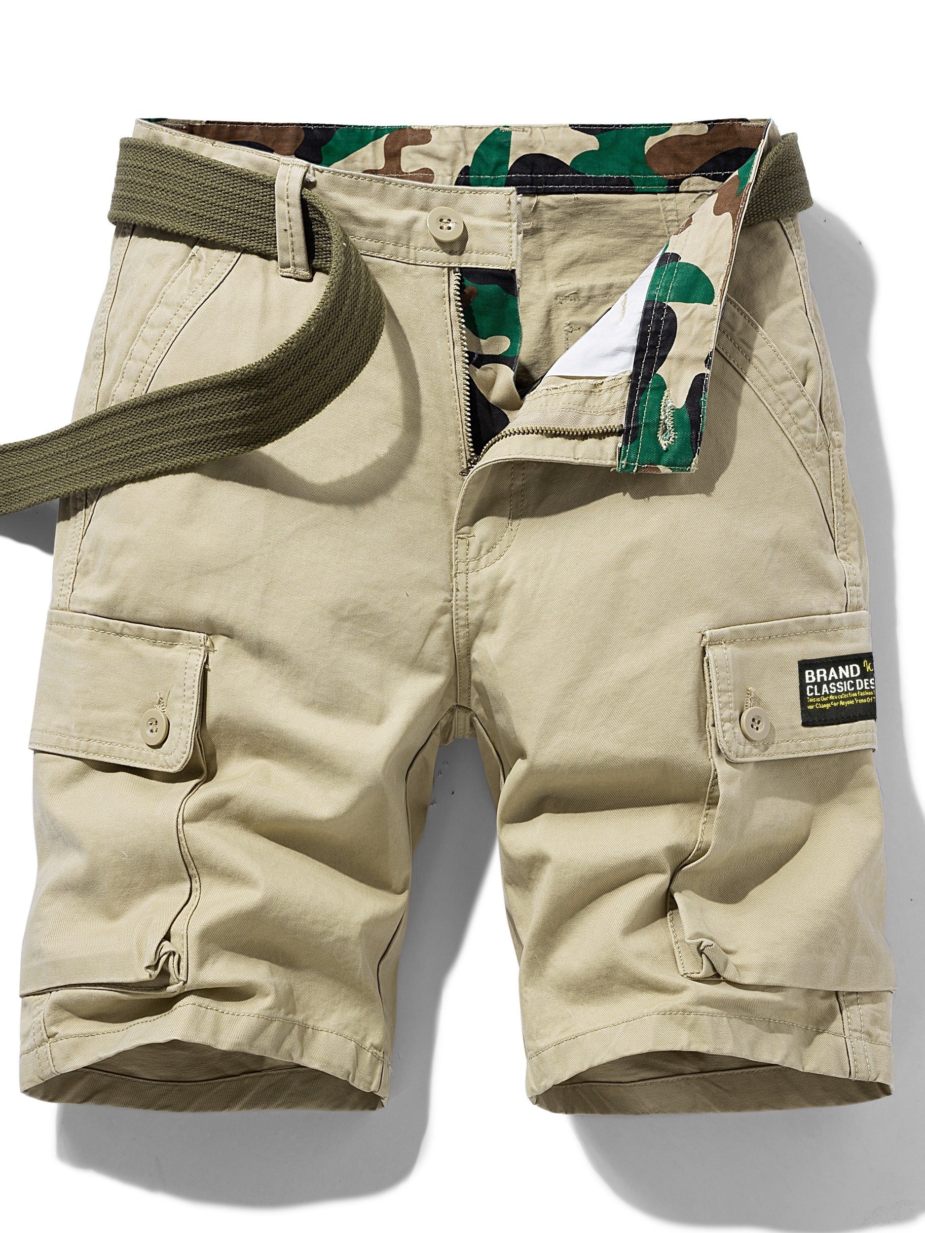 Short cargo décontracté pour homme avec poches multiples et ceinture – Idéal pour l'été et les activités de plein air - Image 4