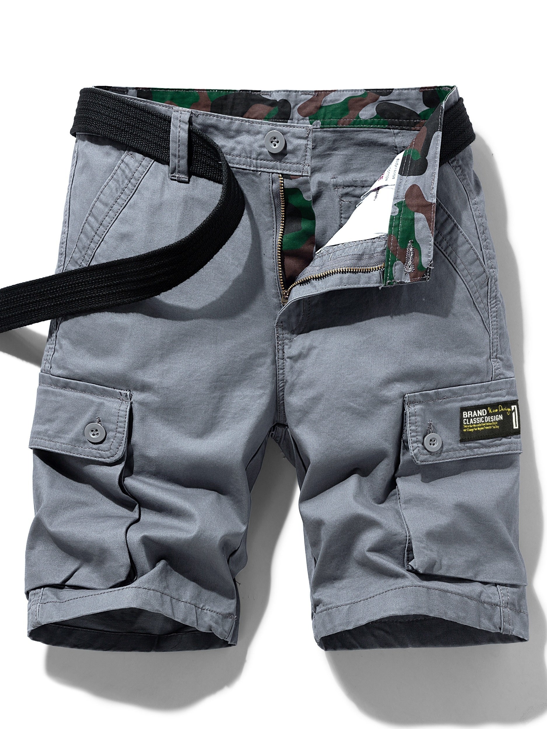 Short cargo décontracté pour homme avec poches multiples et ceinture – Idéal pour l'été et les activités de plein air - Image 5