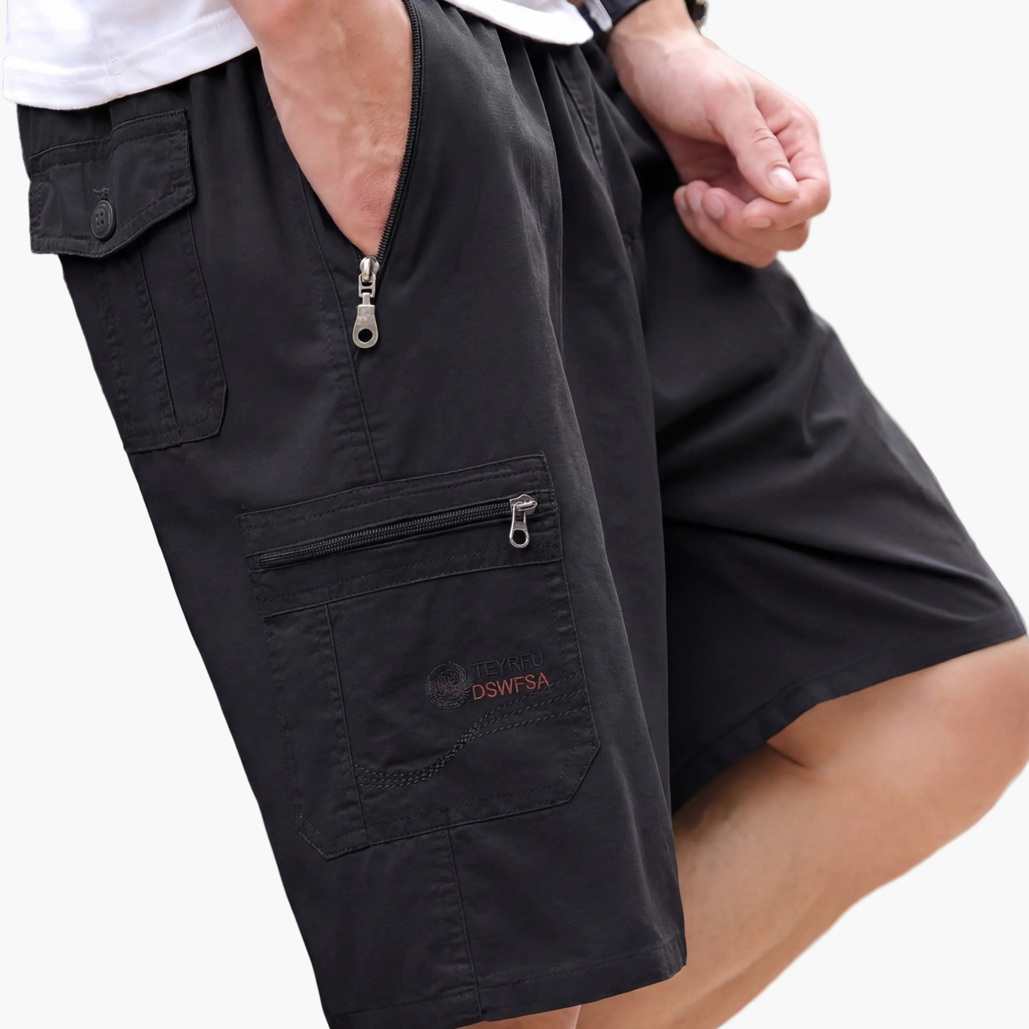 Short cargo décontracté pour homme avec poches zippées – Style urbain polyvalent - Image 10
