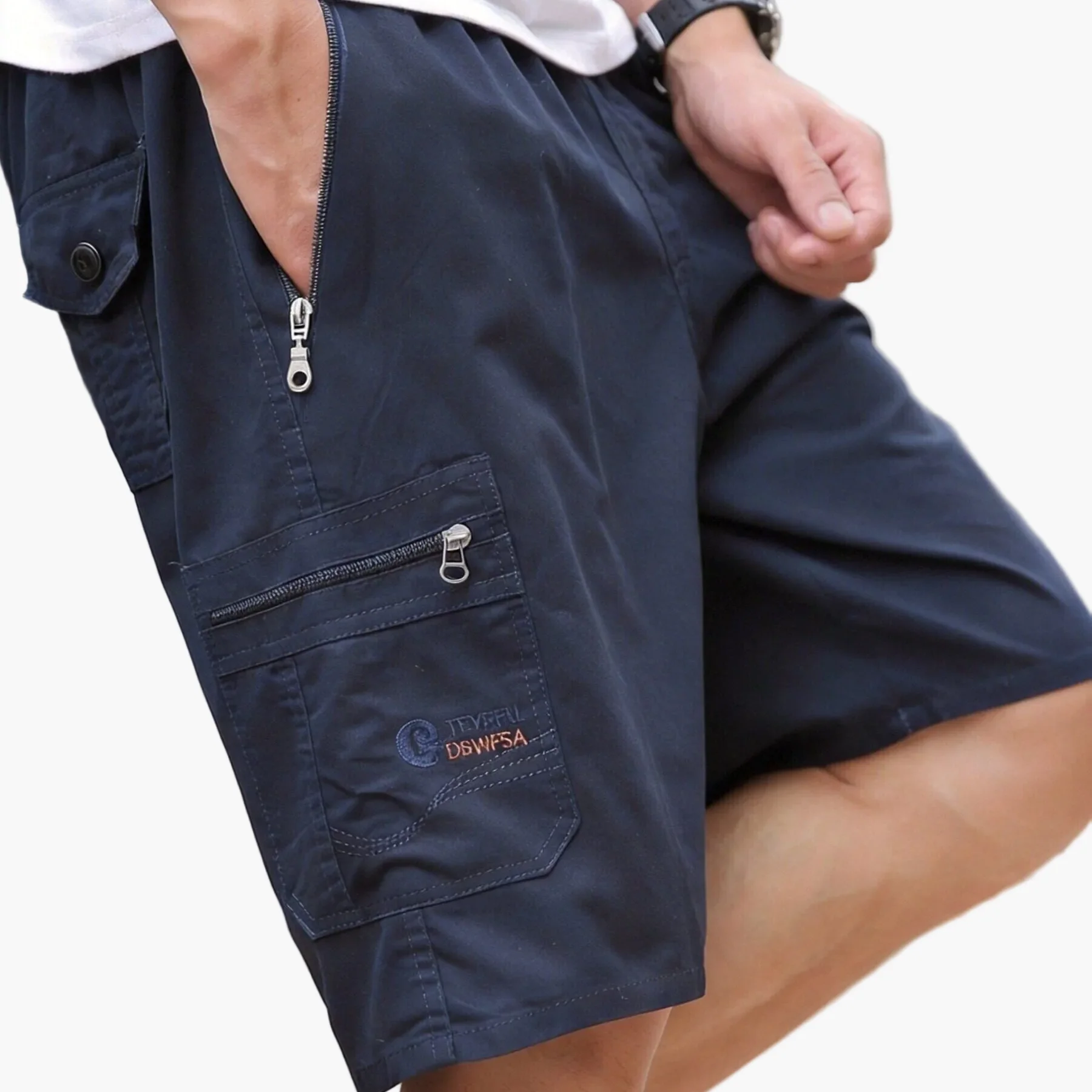 Short cargo décontracté pour homme avec poches zippées – Style urbain polyvalent - Image 12