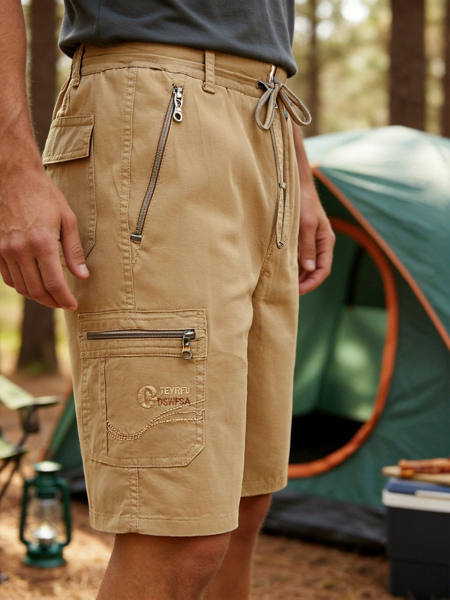 Short cargo décontracté pour homme avec poches zippées – Style urbain polyvalent - Image 8