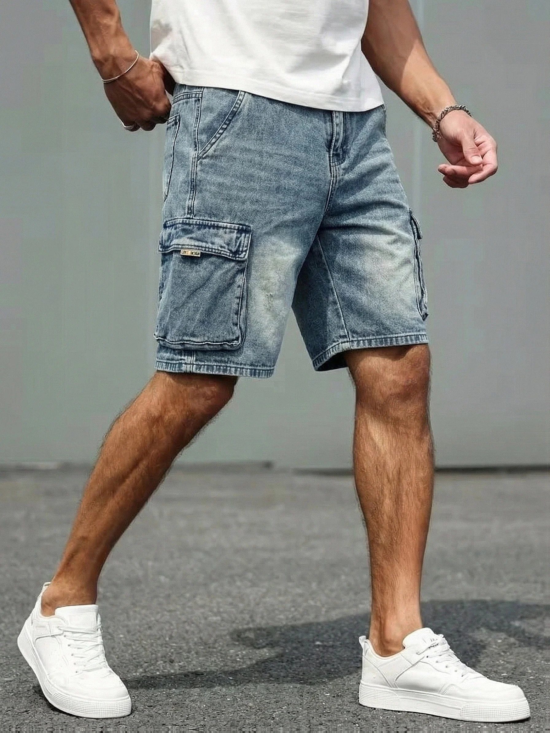 Short cargo décontracté pour homme style basique avec poches latérales - Image 2