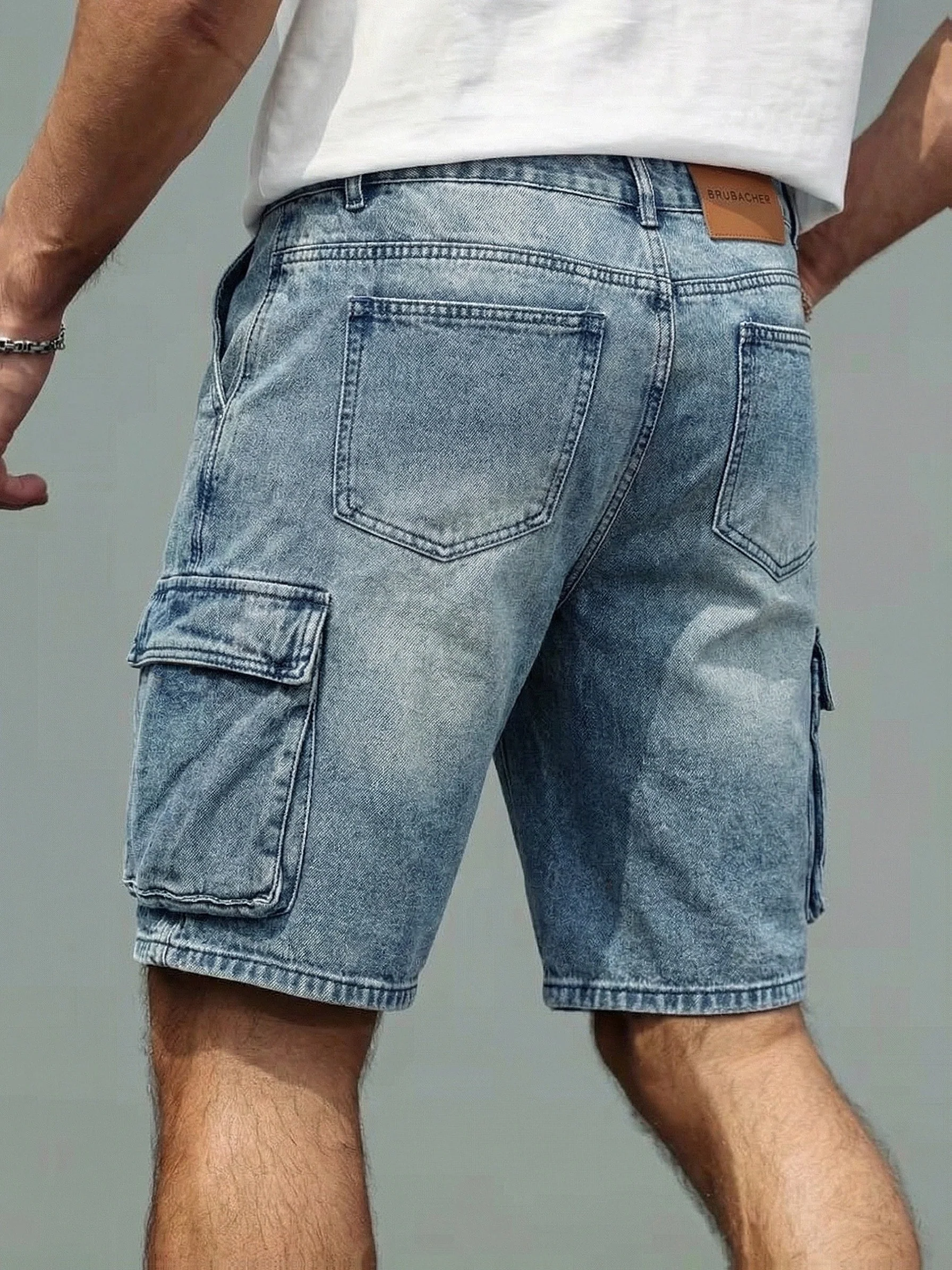 Short cargo décontracté pour homme style basique avec poches latérales - Image 3