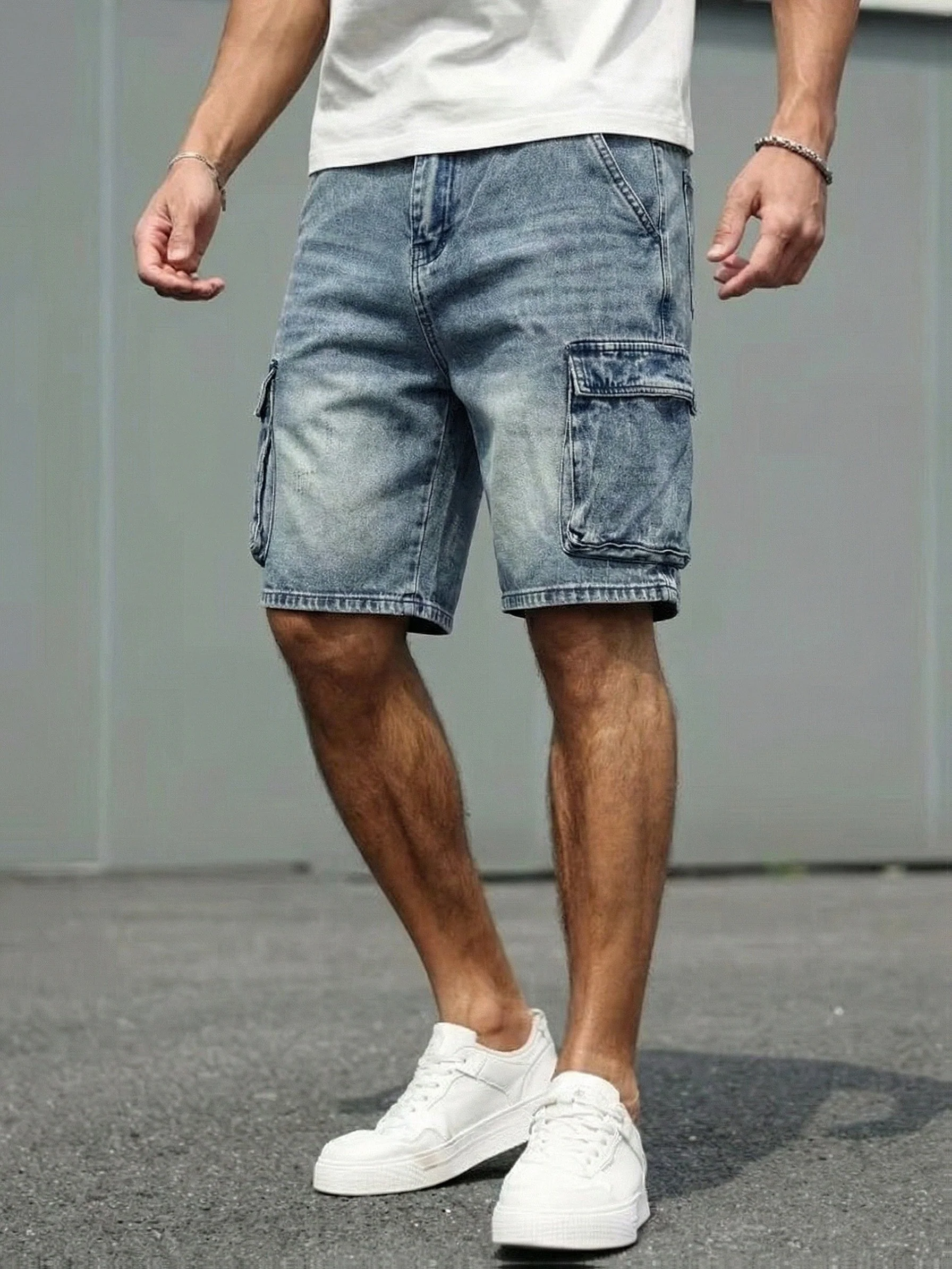 Short cargo décontracté pour homme style basique avec poches latérales - Image 4