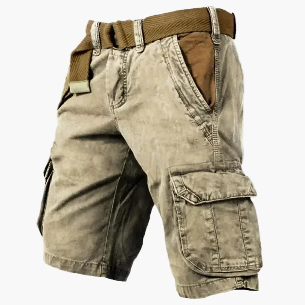 Short cargo homme style vintage multi-poches avec ceinture – Idéal pour activités estivales et look décontracté - Image 4