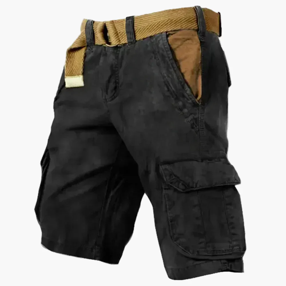 Short cargo homme style vintage multi-poches avec ceinture – Idéal pour activités estivales et look décontracté - Image 5