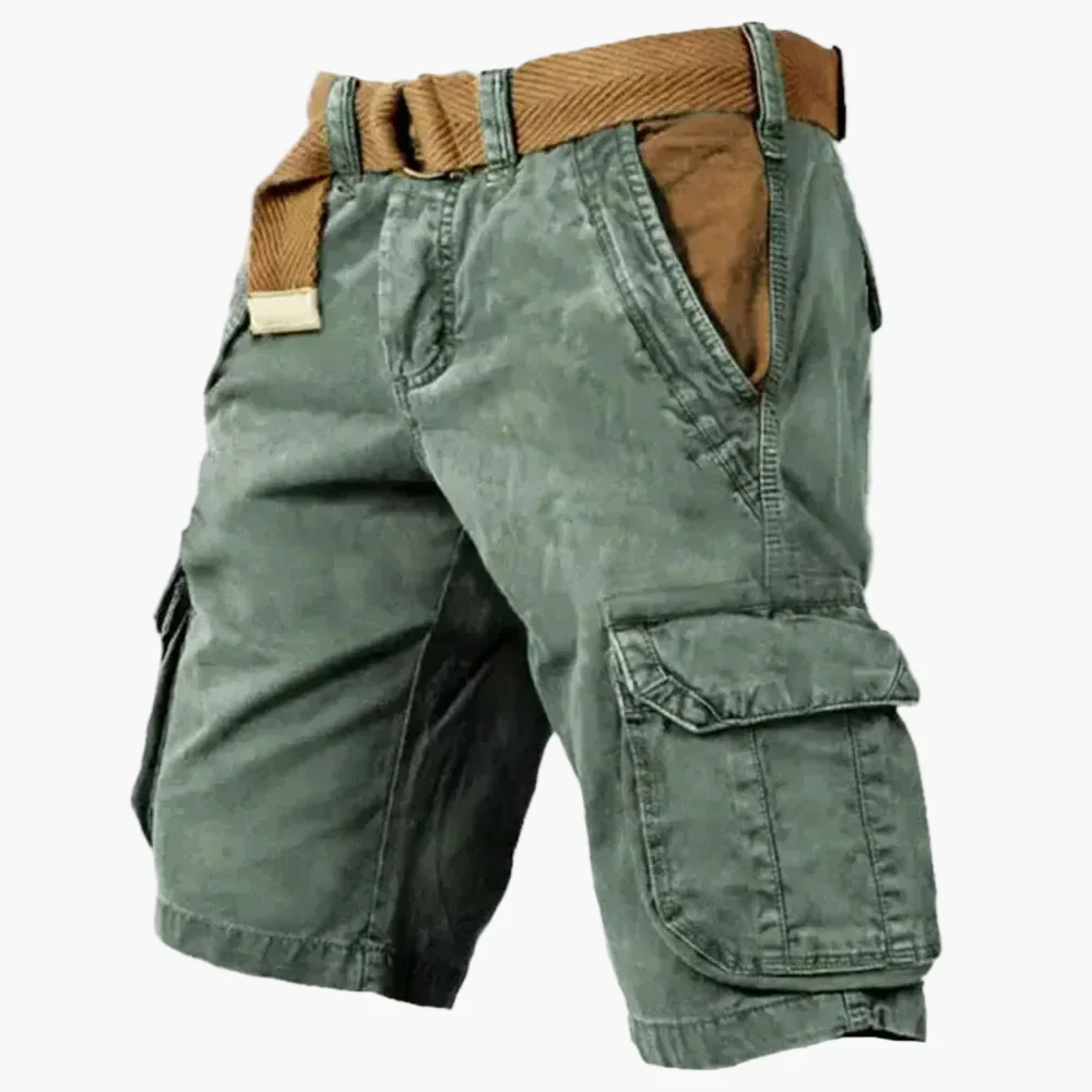 Short cargo homme style vintage multi-poches avec ceinture – Idéal pour activités estivales et look décontracté - Image 6