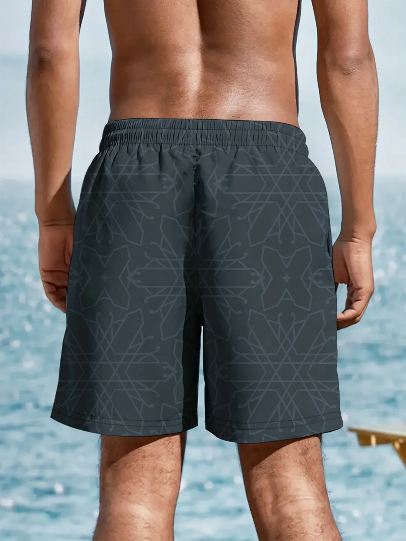 Short de Bain Homme Style Décontracté à Motif Graphique pour Plage et Piscine - Image 2