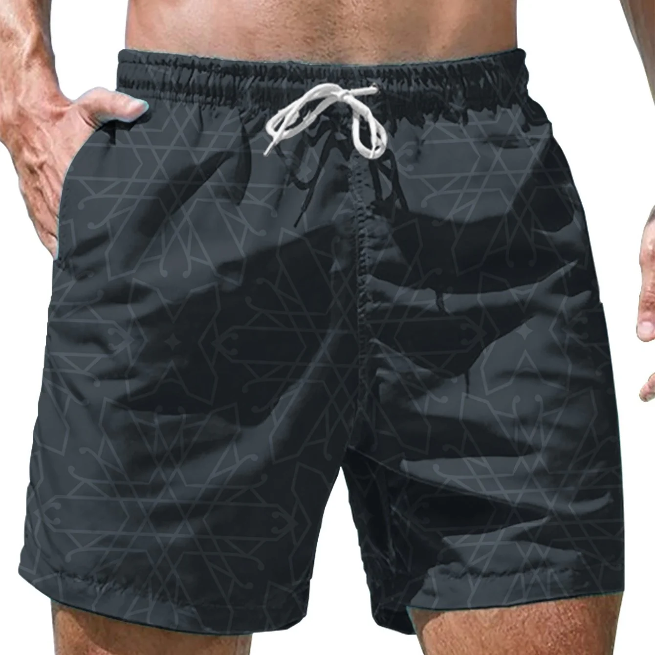 Short de Bain Homme Style Décontracté à Motif Graphique pour Plage et Piscine - Image 6