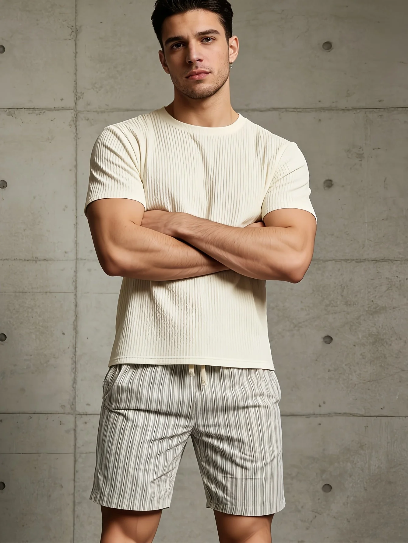 Short décontracté à rayures pour homme, style basique, idéal pour le golf et les loisirs - Image 2