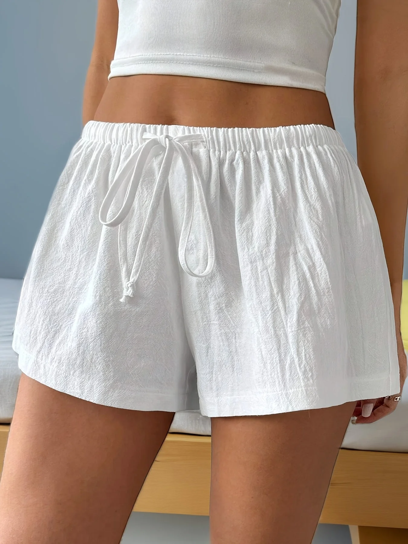 Short décontracté pour femme à taille haute avec cordon, style estival pour la maison et les sorties - Image 2