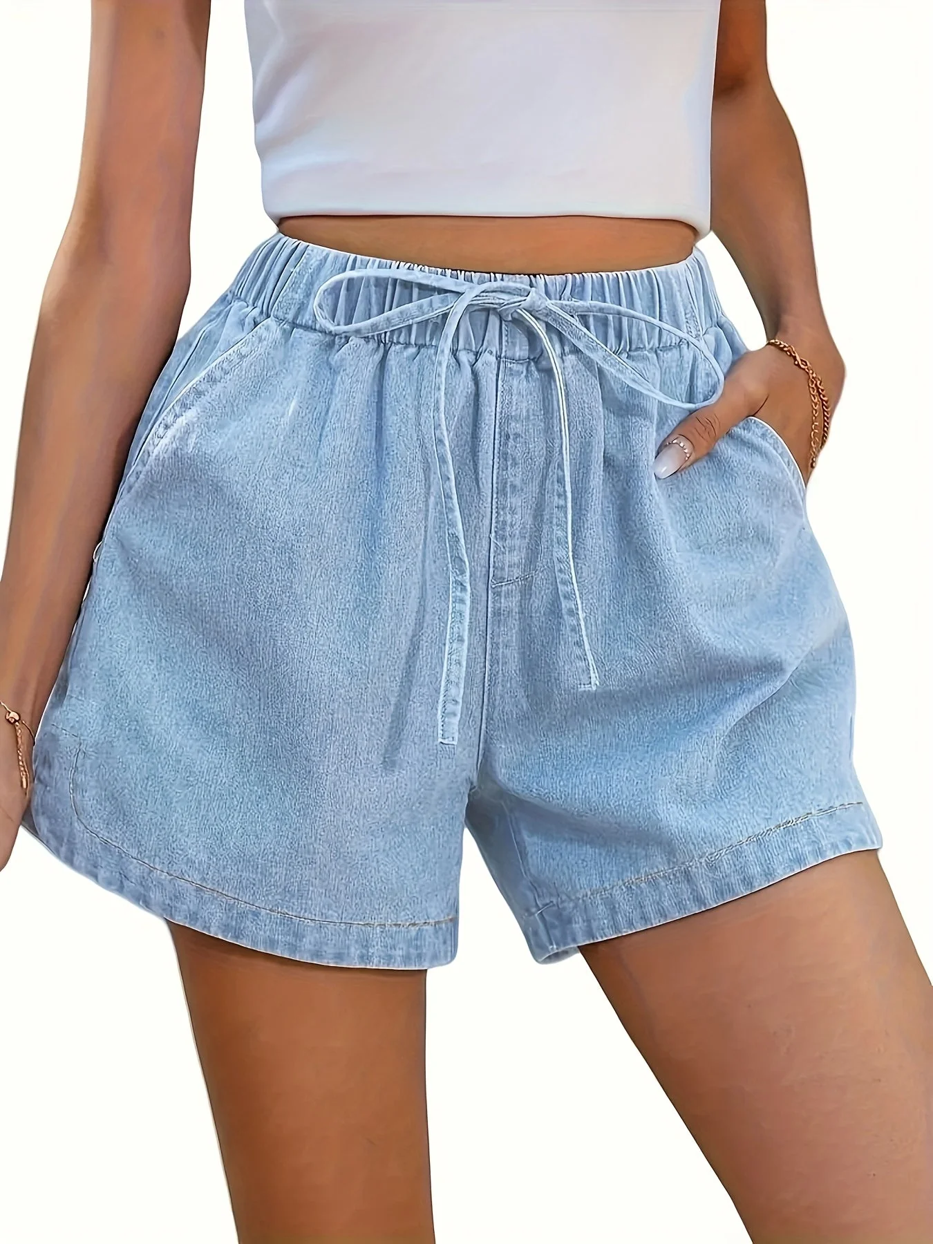 Short décontracté taille élastique femme style urbain pour l'été - Image 4