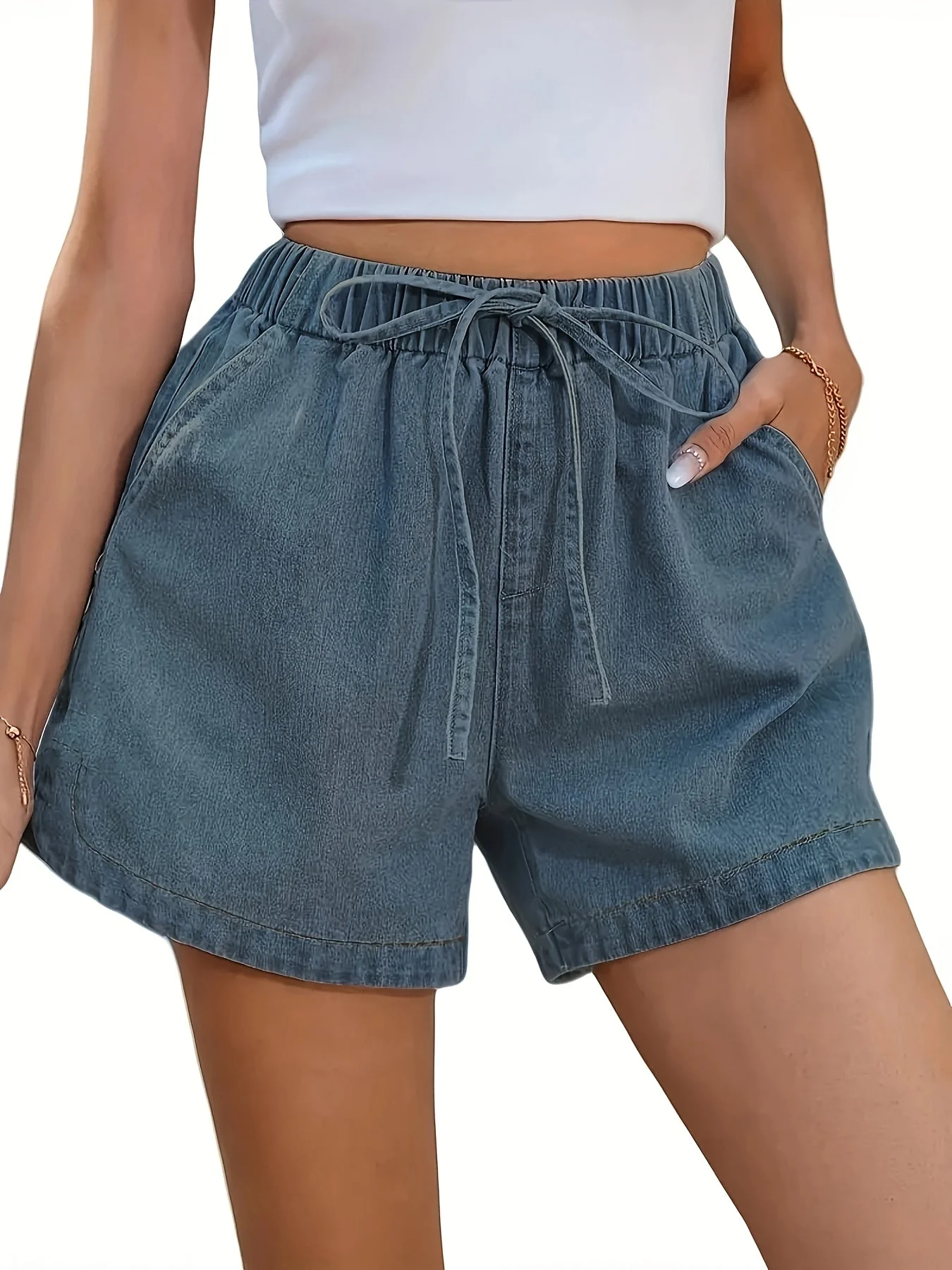 Short décontracté taille élastique femme style urbain pour l'été - Image 5