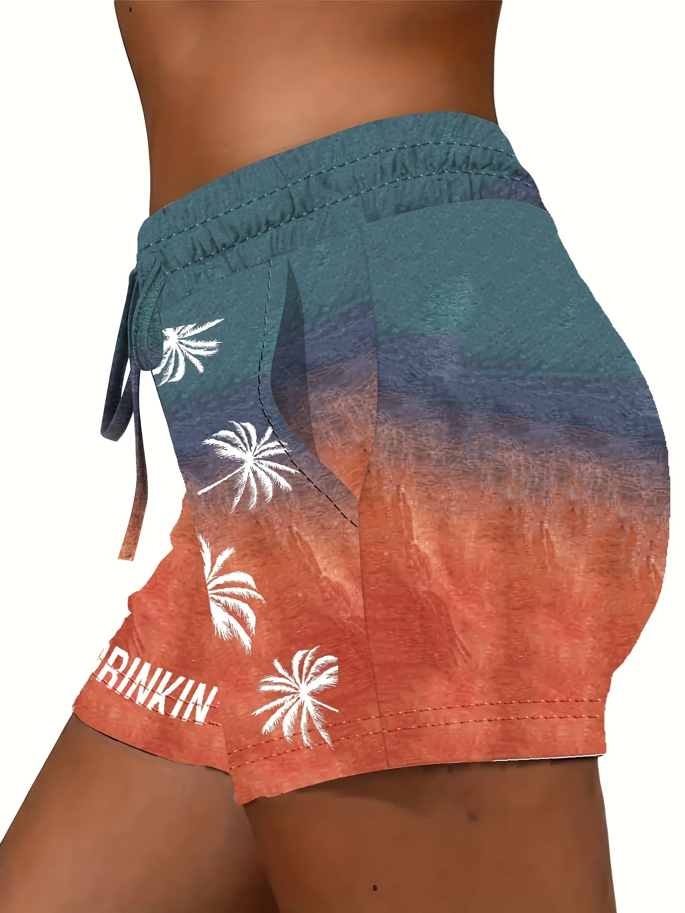 Short de détente femme style vacances avec motif palmiers et inscription "DAY DRINKIN'" – Idéal pour l'été et les loisirs - Image 7