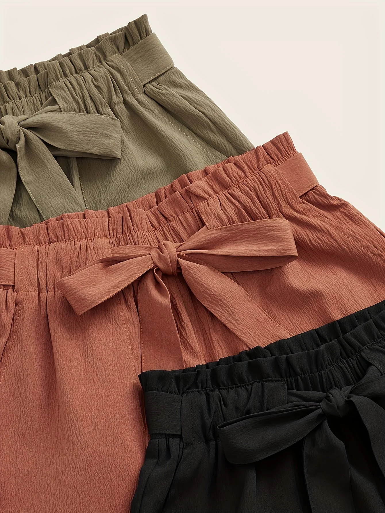 Short d'été taille haute avec ceinture nouée pour femme, style décontracté plage vacances - Image 4