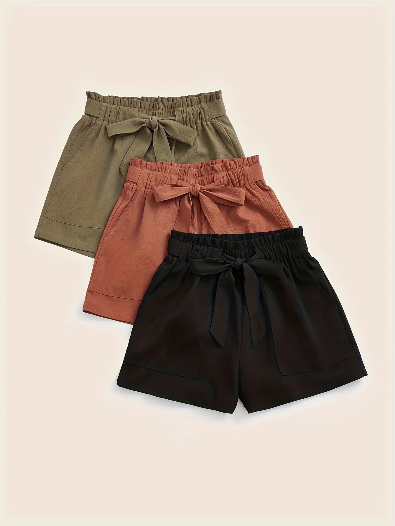 Short d'été taille haute avec ceinture nouée pour femme, style décontracté plage vacances - Image 5