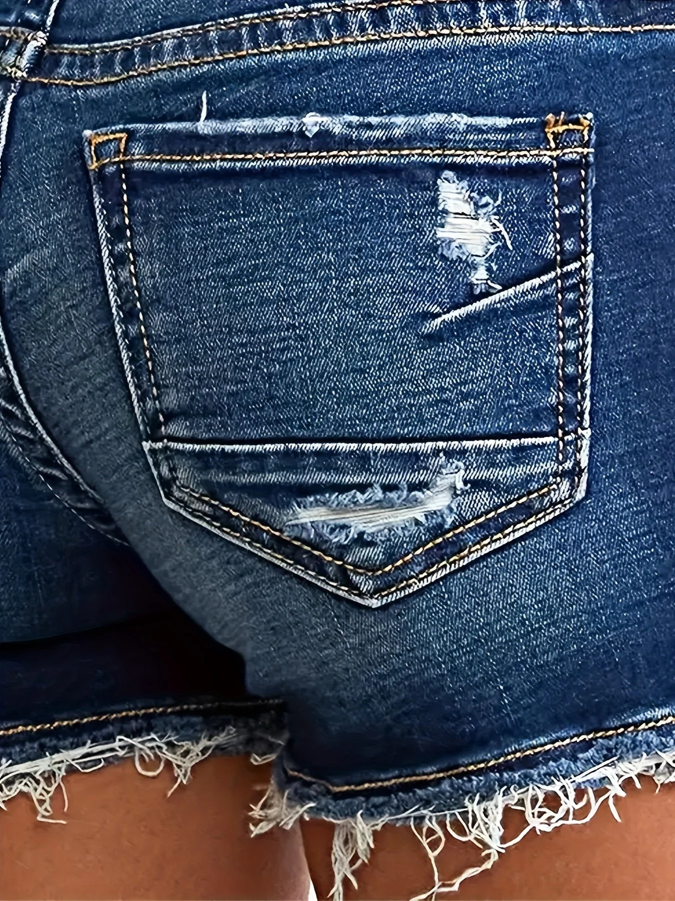 Short en jean décontracté femme taille haute style effiloché pour l'été - Image 10