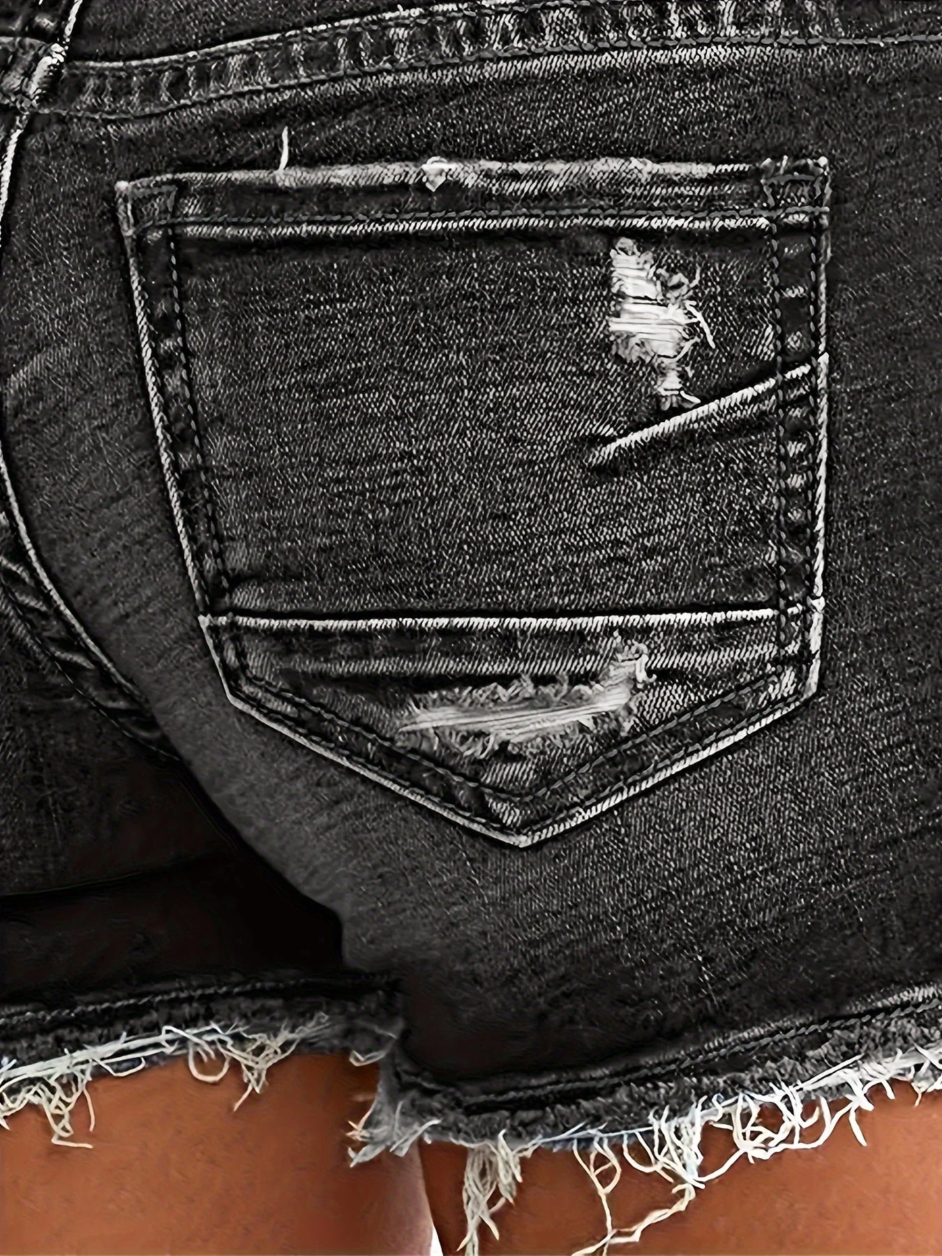 Short en jean décontracté femme taille haute style effiloché pour l'été - Image 9