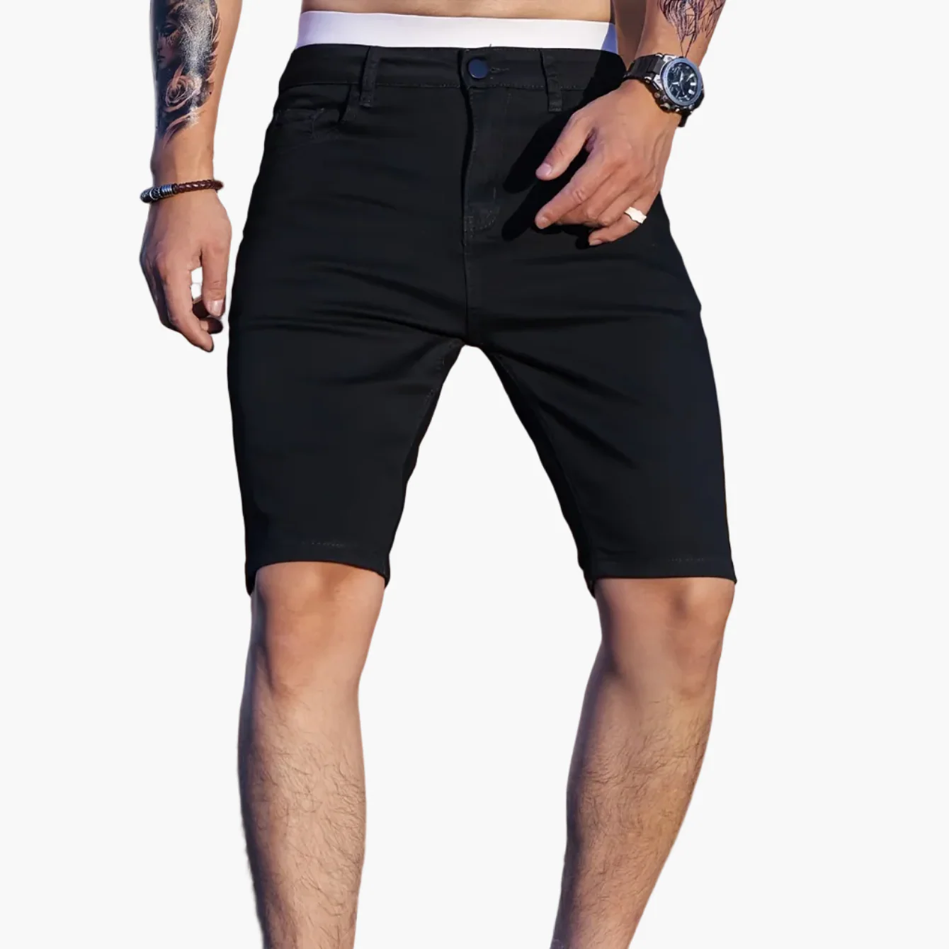 Short en jean décontracté pour homme, style skinny, idéal pour l'été et les loisirs - Image 11