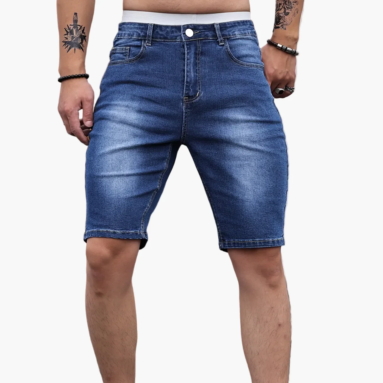 Short en jean décontracté pour homme, style skinny, idéal pour l'été et les loisirs - Image 12