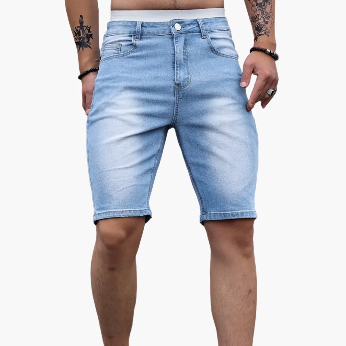 Short en jean décontracté pour homme, style skinny, idéal pour l'été et les loisirs - Image 13
