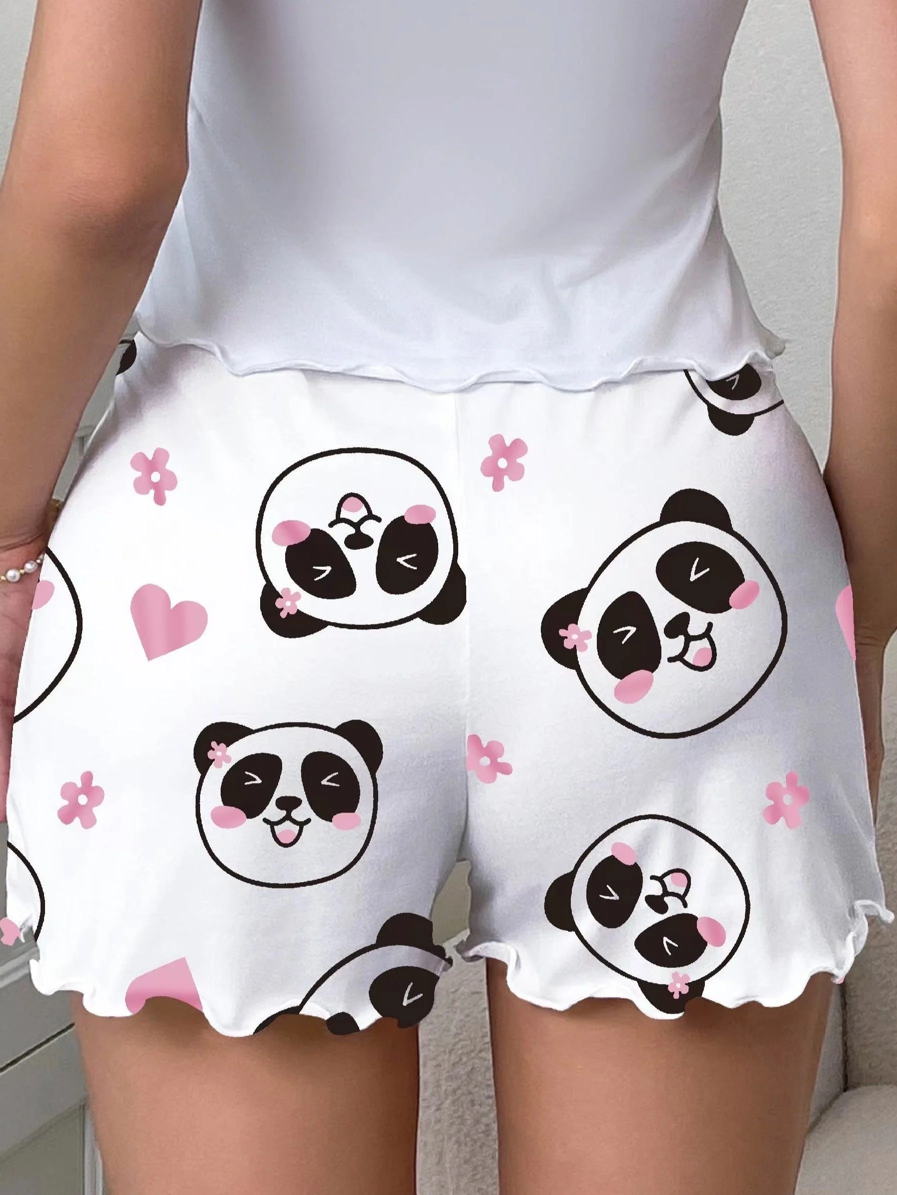 Short de pyjama décontracté pour femme avec motif panda kawaii, idéal pour la nuit et la détente - Image 7